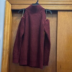 Burgundy Cold Shoulder Sweater